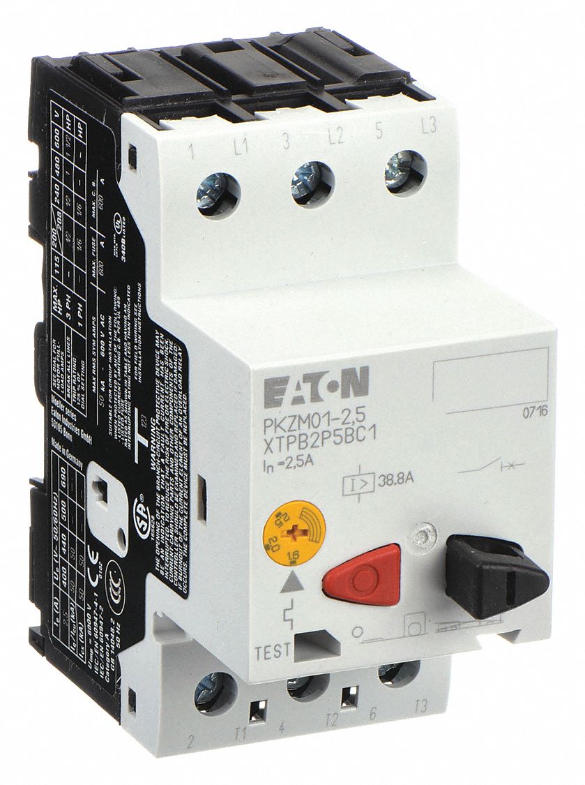 Manual Motor Protector: Non-Reversing, 3 Poles, 2.5 A, Thermal Protection, Push Button