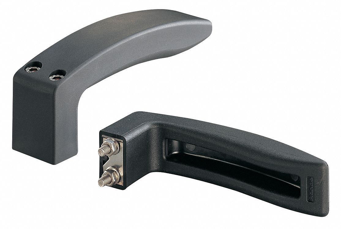 Pull Handle: Threaded Studs, Powder Coated, 1 19/64 in Projection, M5 x 45 Screw Size