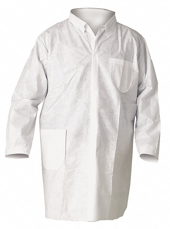 A20 DISPOSABLE LAB COAT, SMMMS FABRIC, 2 POCKETS, MANDARIN COLLAR, M