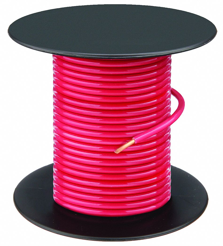 Building Wire: Copper, 10 AWG, 1 Conductors, Solid, Red, 100 ft Lg, THHN