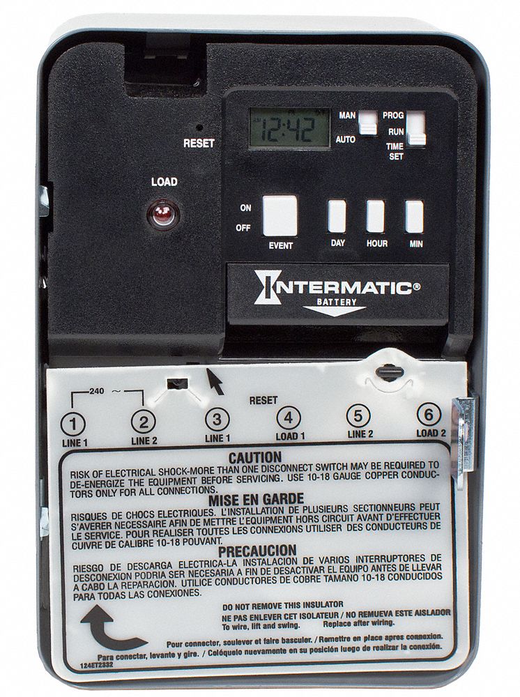 INTERMATIC Electronic Water Heater Timer 1 Channels, 240V AC, DPST, 30