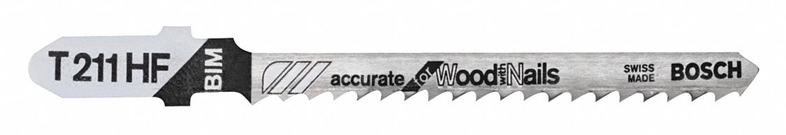 Jigsaw Blade: 10, 3 in Blade Lg, Bi-Metal, Bi-Metal, T Shank, 1 Pieces, Solid Stock, 5 PK