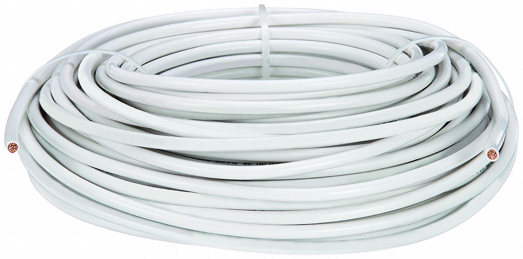 Building Wire: Copper, 6 AWG, 1 Conductors, Stranded, White, 100 ft Lg, THHN