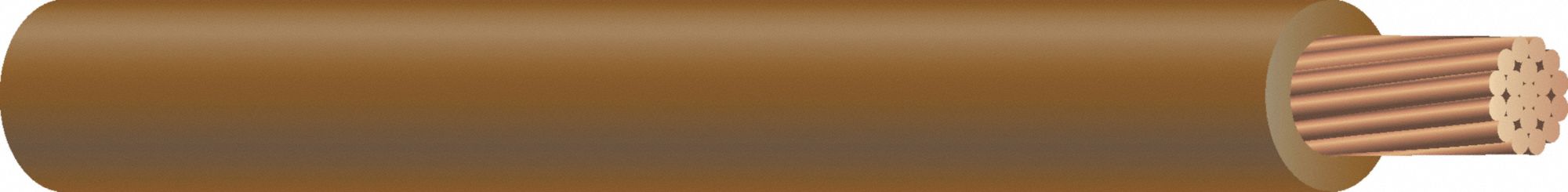 Building Wire: Copper, 2 AWG, 1 Conductors, Stranded, Brown, 500 ft Lg, THHN