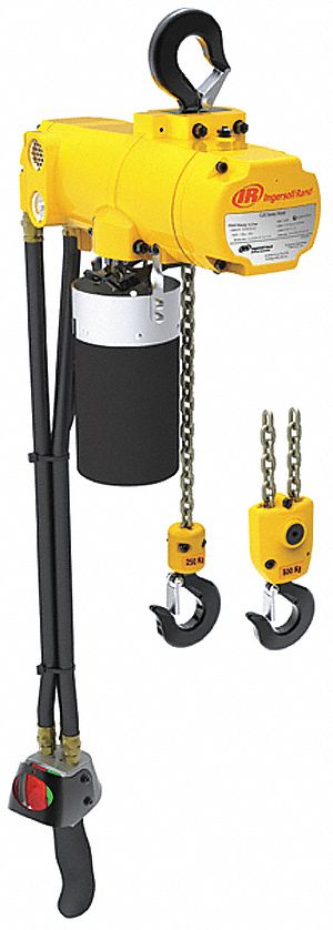 AIR CHAIN HOIST, 550 LB CAPACITY, 10 FT LIFT