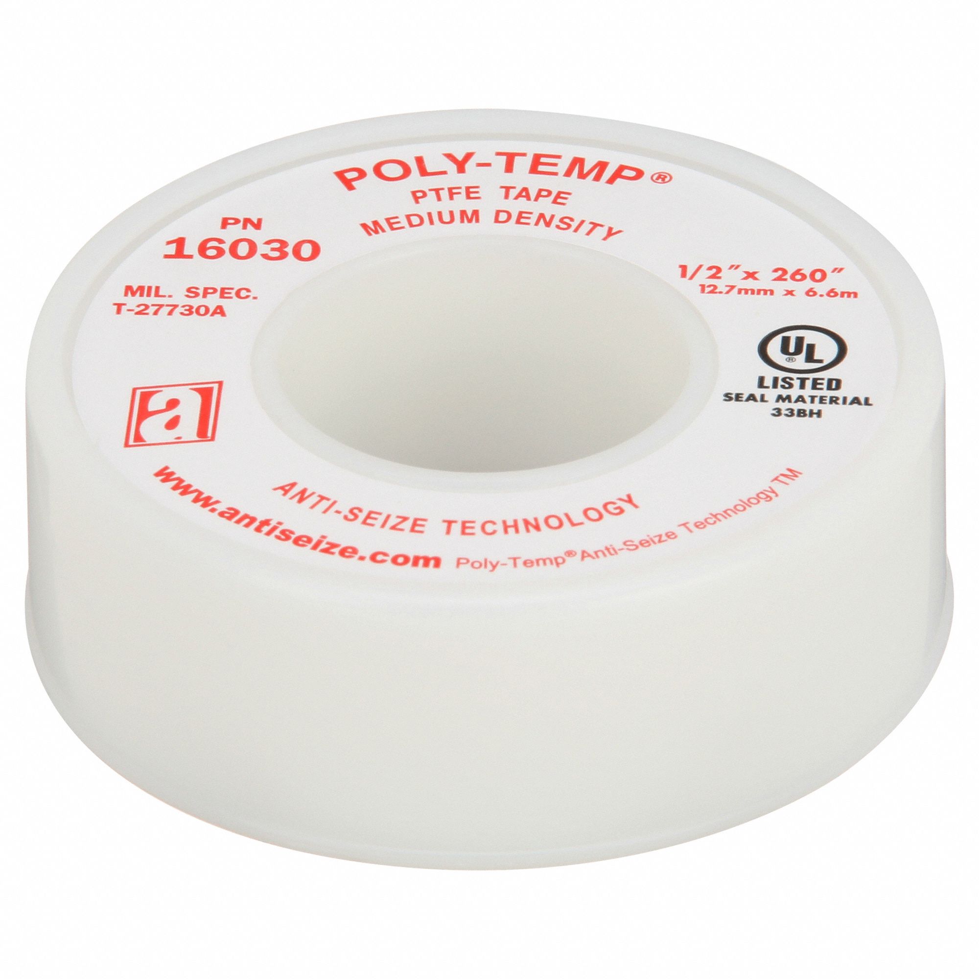 APPROVED VENDOR Thread Sealant Tape: Low Density, 1/2 in x 21 ft, White