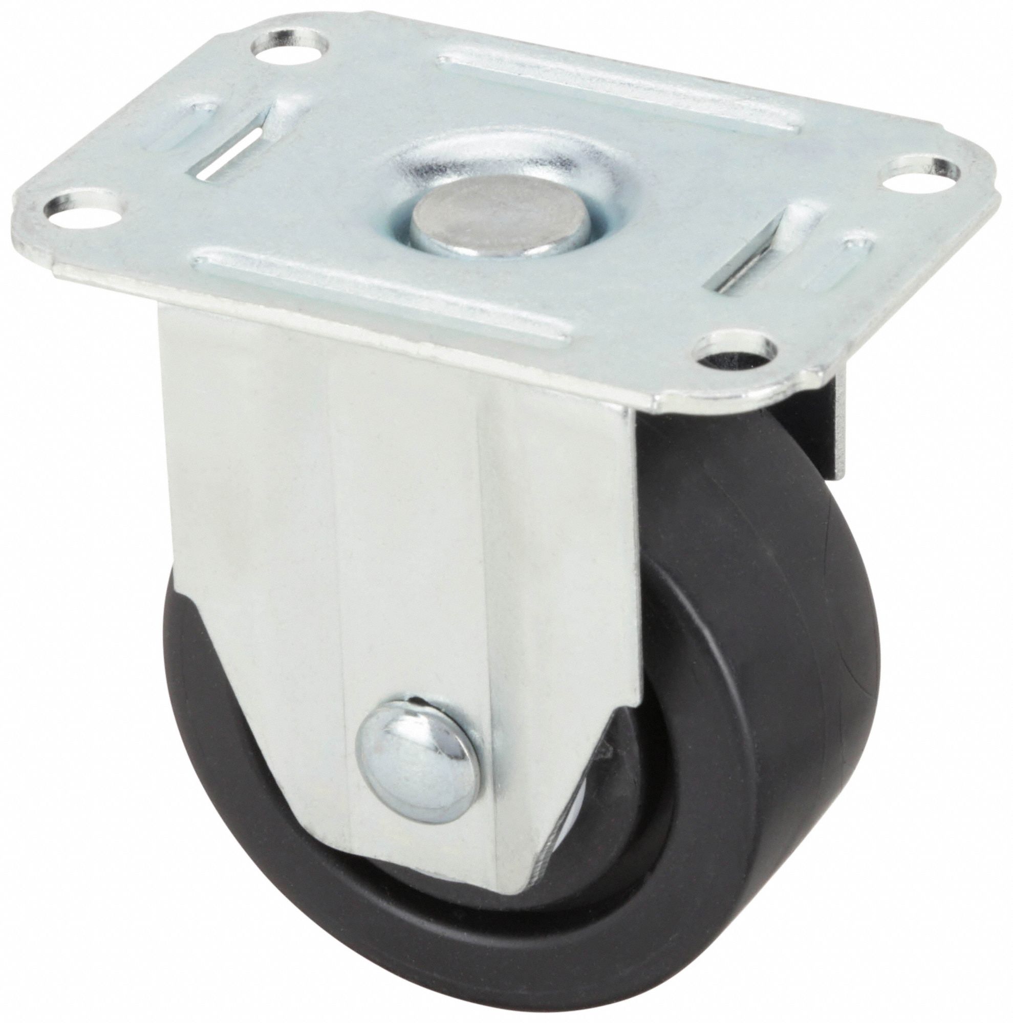 STANDARD PLATE CASTER, 3 IN WHEEL DIAMETER, 175 LB, 3¾ IN MOUNTING H, RIGID CASTER