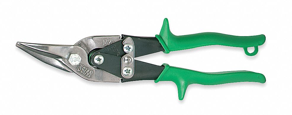 Aviation Snip: Right, 9 3/4 in Overall Lg, 1 1/2 in Cutting Lg, Steel, Plastic, Steel