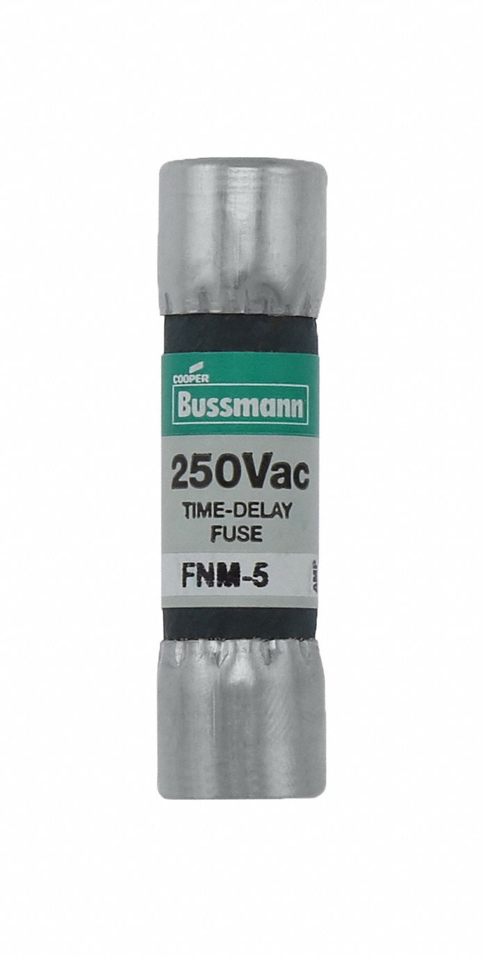 Fuse: FNM Series, Midget, Time-Delay, 5 A, 250 V AC, 13/32 in x 1 1/2 in, Non-Indicating