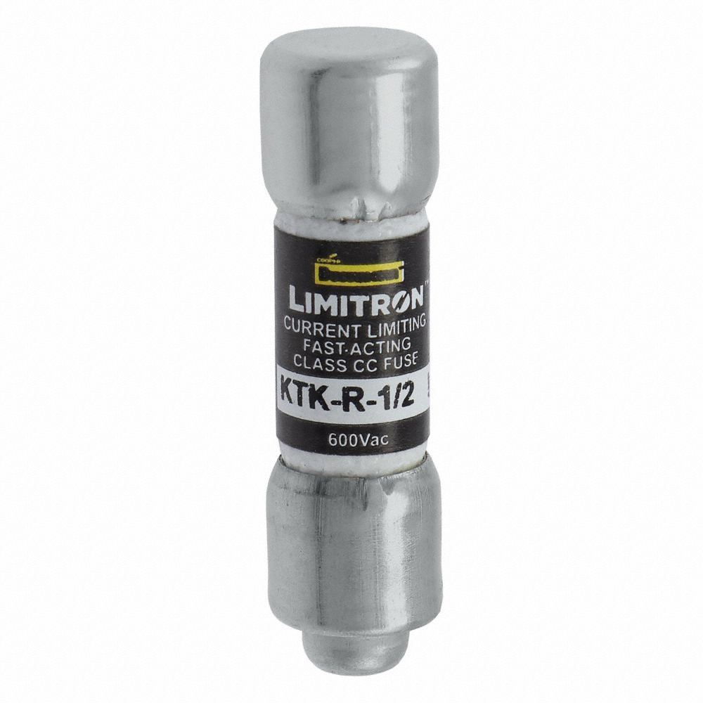 BUSSMANN UL Class CC Fuse Fast Acting, 1/2 A, KTKR, 11/2 in L x 13/32 in dia Fuse Size