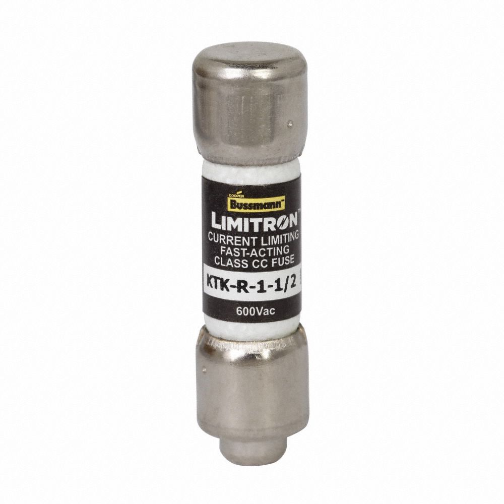 BUSSMANN, Fast Acting, 1 1/2 A, UL Class CC Fuse 4XC20KTKR11/2