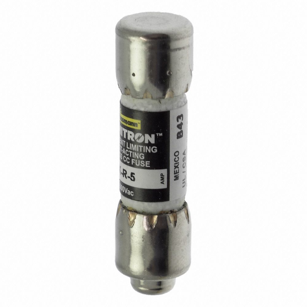 BUSSMANN UL Class CC Fuse Fast Acting, 5 A, KTKR, 11/2 in L x 13/32 in dia Fuse Size 4XC24