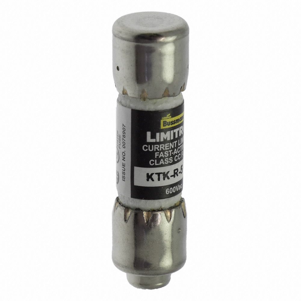 BUSSMANN UL Class CC Fuse Fast Acting, 5 A, KTKR, 11/2 in L x 13/32 in dia Fuse Size 4XC24