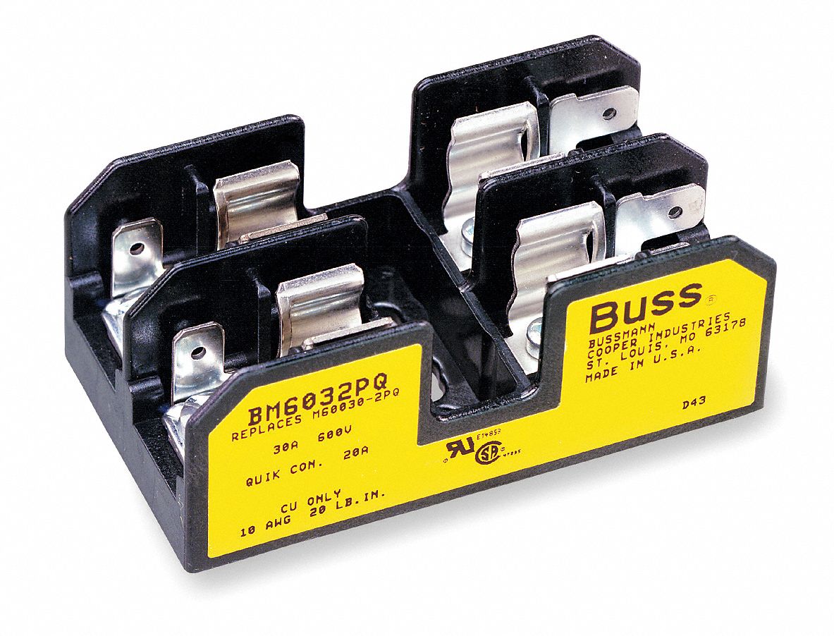 Bussmann BM6032PQ Fuse Block Holder 2Pole 30Amp 600Volt 20Amp Quick Connect 