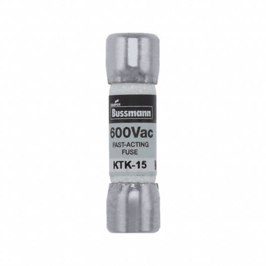 BUSSMANN, 15 A Amps, 600V AC, Fuse - 4XC43|KTK-15 - Grainger