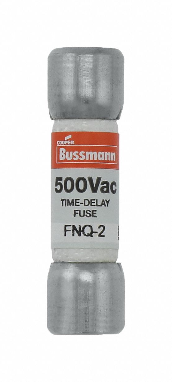 Fuse: FNQ Series, Midget, Time-Delay, 2 A, 500 V AC, 13/32 in x 1 1/2 in, Non-Indicating