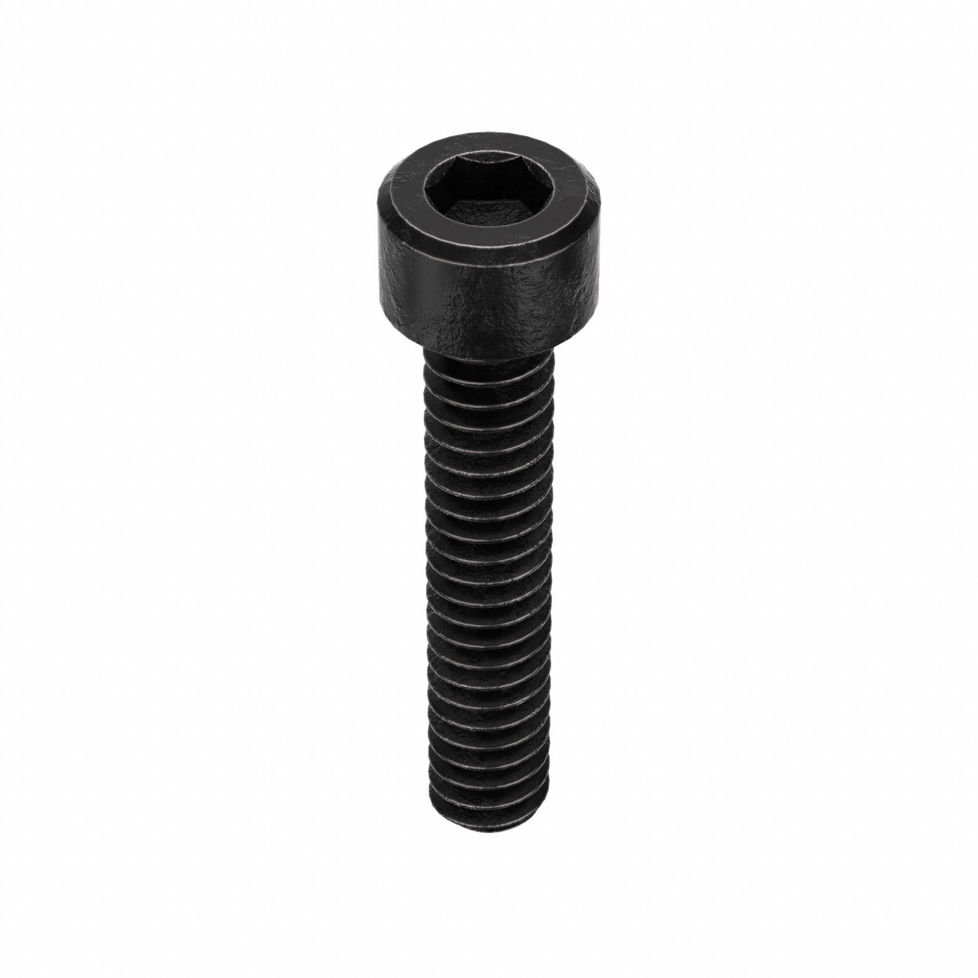 SOCKET HEAD CAP SCREW, #10-24 THREAD, 1 IN L, STD, BLACK OXIDE, STEEL, 0.19 IN HEAD H, 100 PK