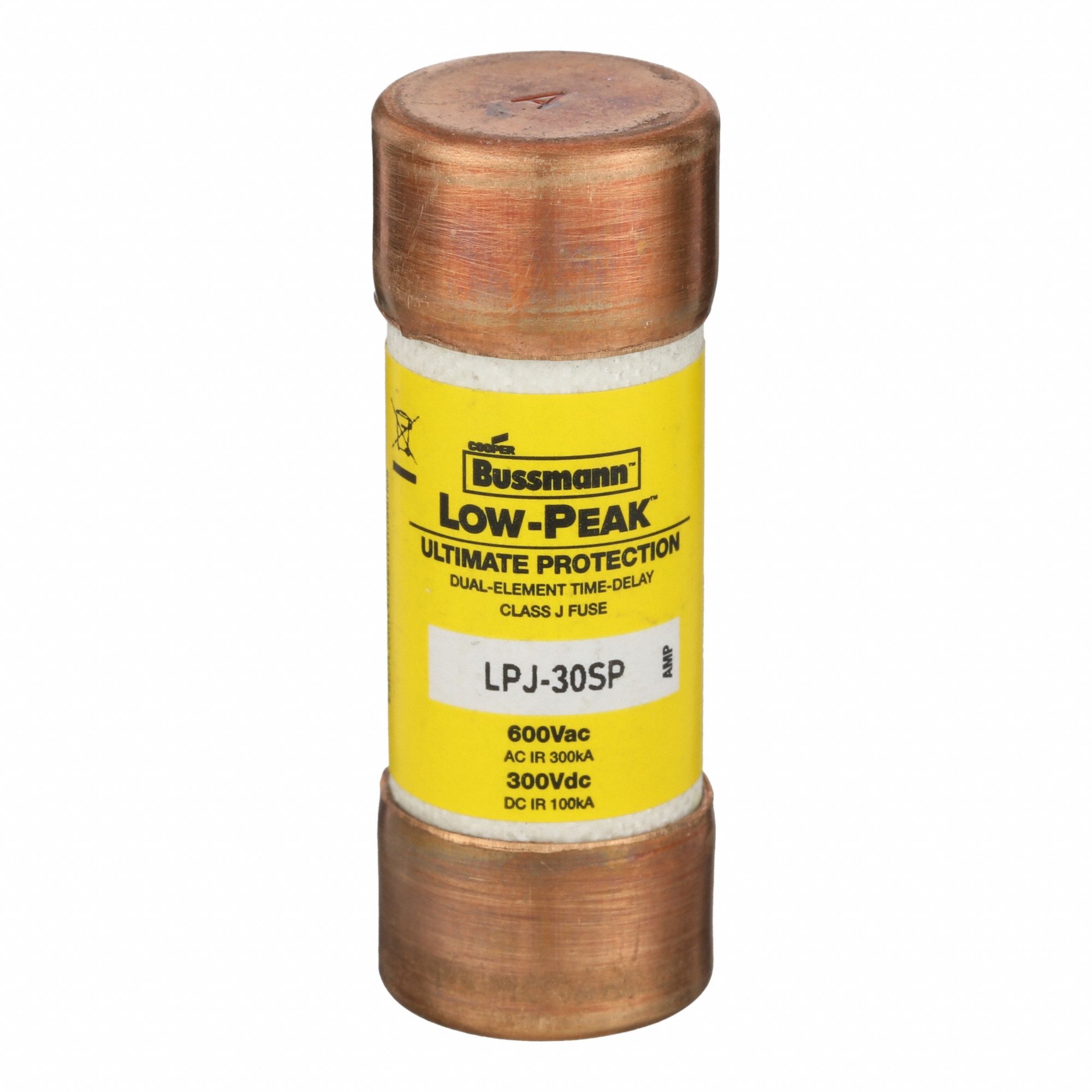 Fuse: LPJ Series, Class J, Cylindrical Body, Time-Delay, 30 A, 600 V AC, 300 V DC