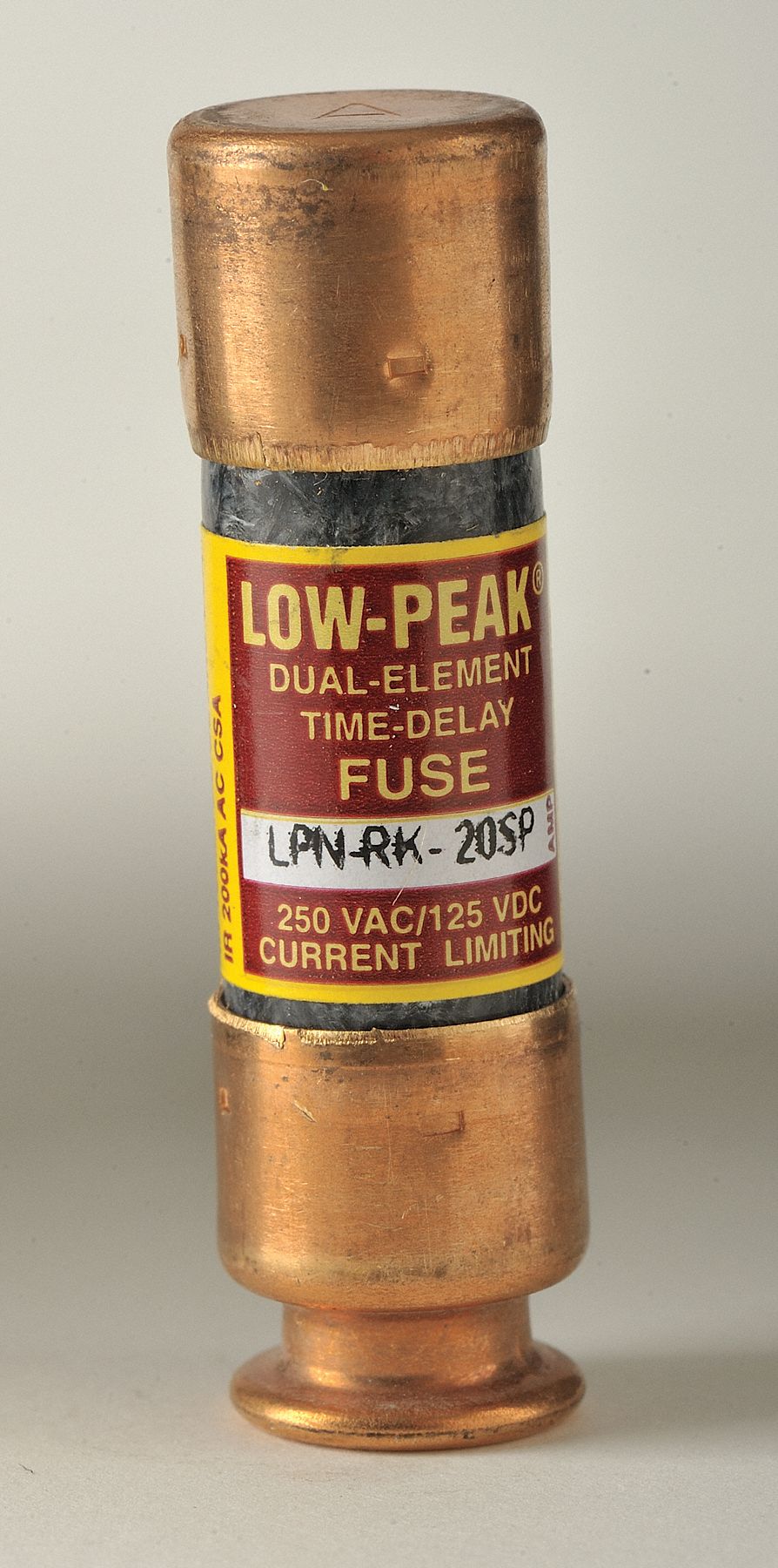 Fuse: Class RK1, LPN-RK-SP Series, Time-Delay, 20 A, 250 V AC, 125 V DC, Non-Indicating