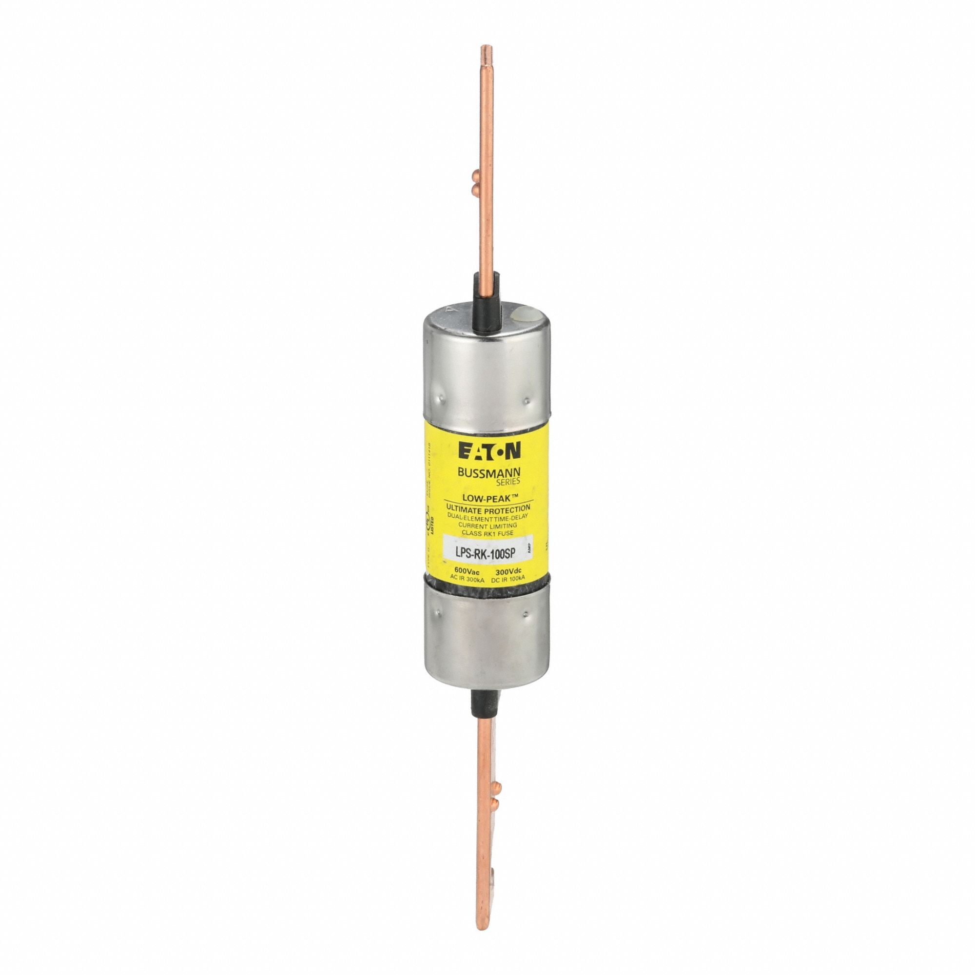 Fuse: Class RK1, LPS-RK-SP Series, Time-Delay, 100 A, 600 V AC, 300 V DC, Non-Indicating
