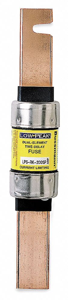 Fuse: Class RK1, LPS-RK-SP Series, Time-Delay, 200 A, 600 V AC, 300 V DC, Non-Indicating