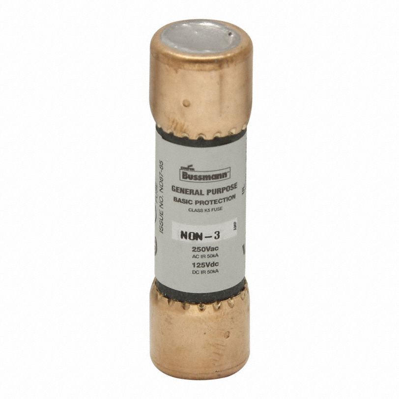 BUSSMANN Fuse 10 A Amps, 250V AC, K5, 2 in L x 9/16 in dia Fuse Size