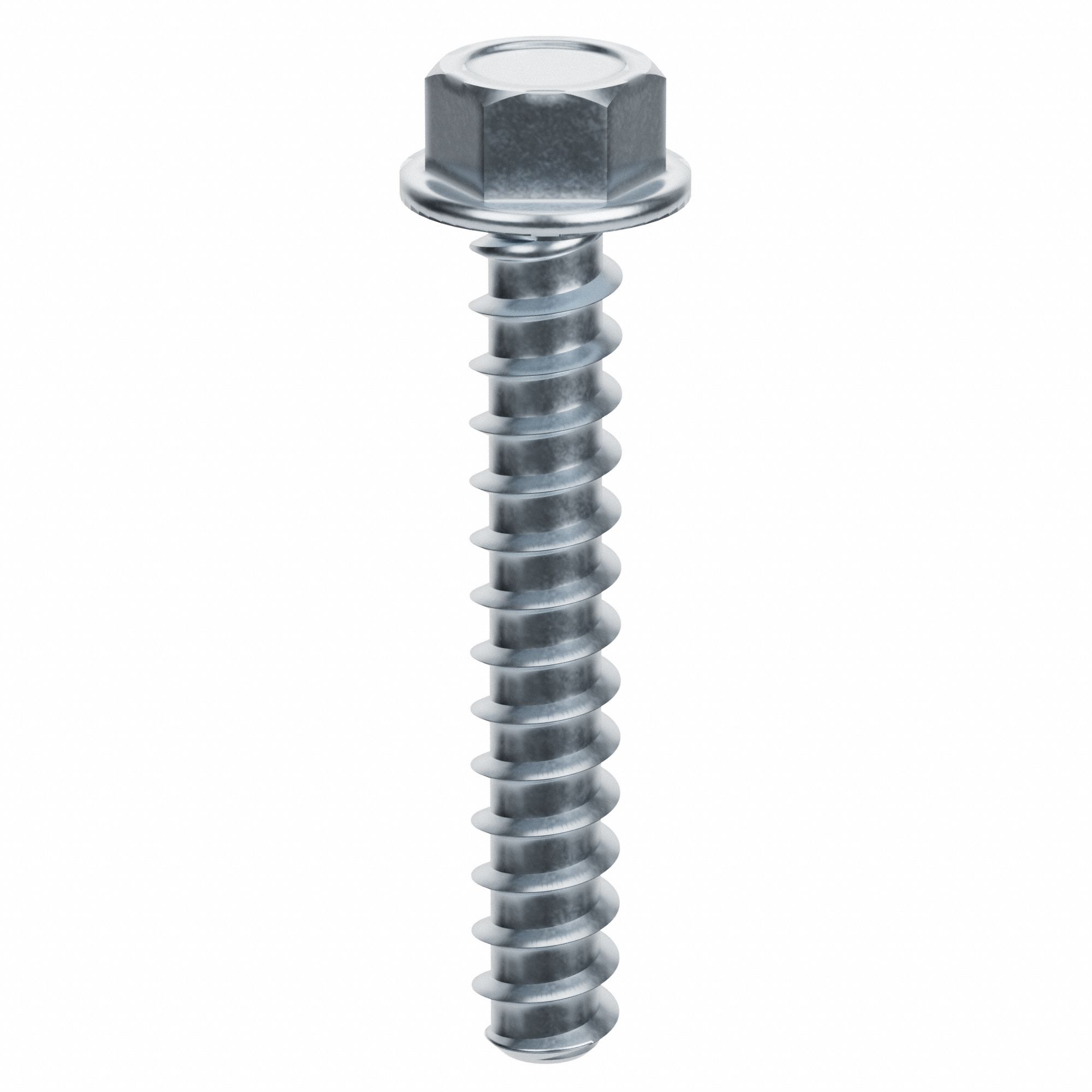 SCREW ANCHOR, 2½ IN OVERALL L, ⅜ IN DIA, STEEL, ZINC PLATED, HEX, STEEL, 50 PK