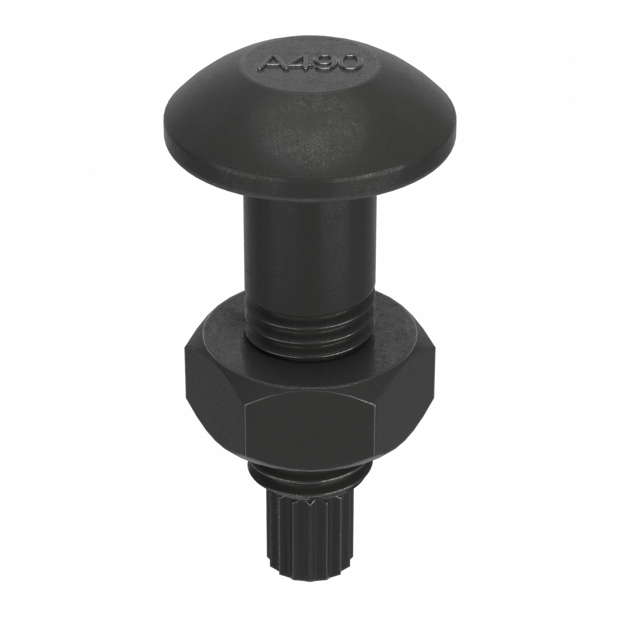 Tension Control Bolt: Steel, A490 Type 1, Black Oxide, 1 1/8"-7 Thread Size, 3 1/2 in lg, 80 PK