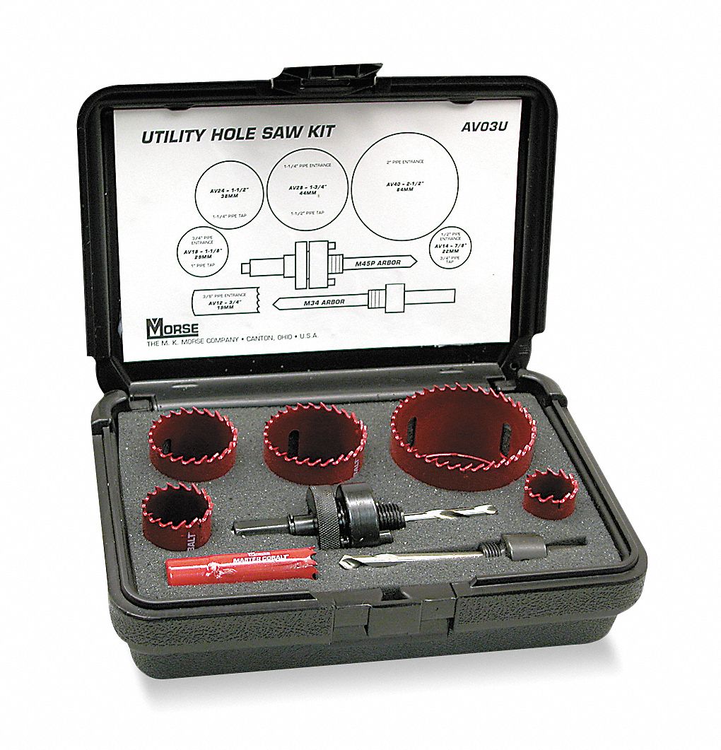 General Purpose Hole Saw Kit, BiMetal Tooth Material, Impact Rated No