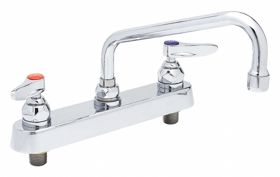 LOW ARC KITCHEN/BATHROOM FAUCET: T&S, CHROME FINISH, 2.2 GPM FLOW RATE, 12 IN SPOUT LG