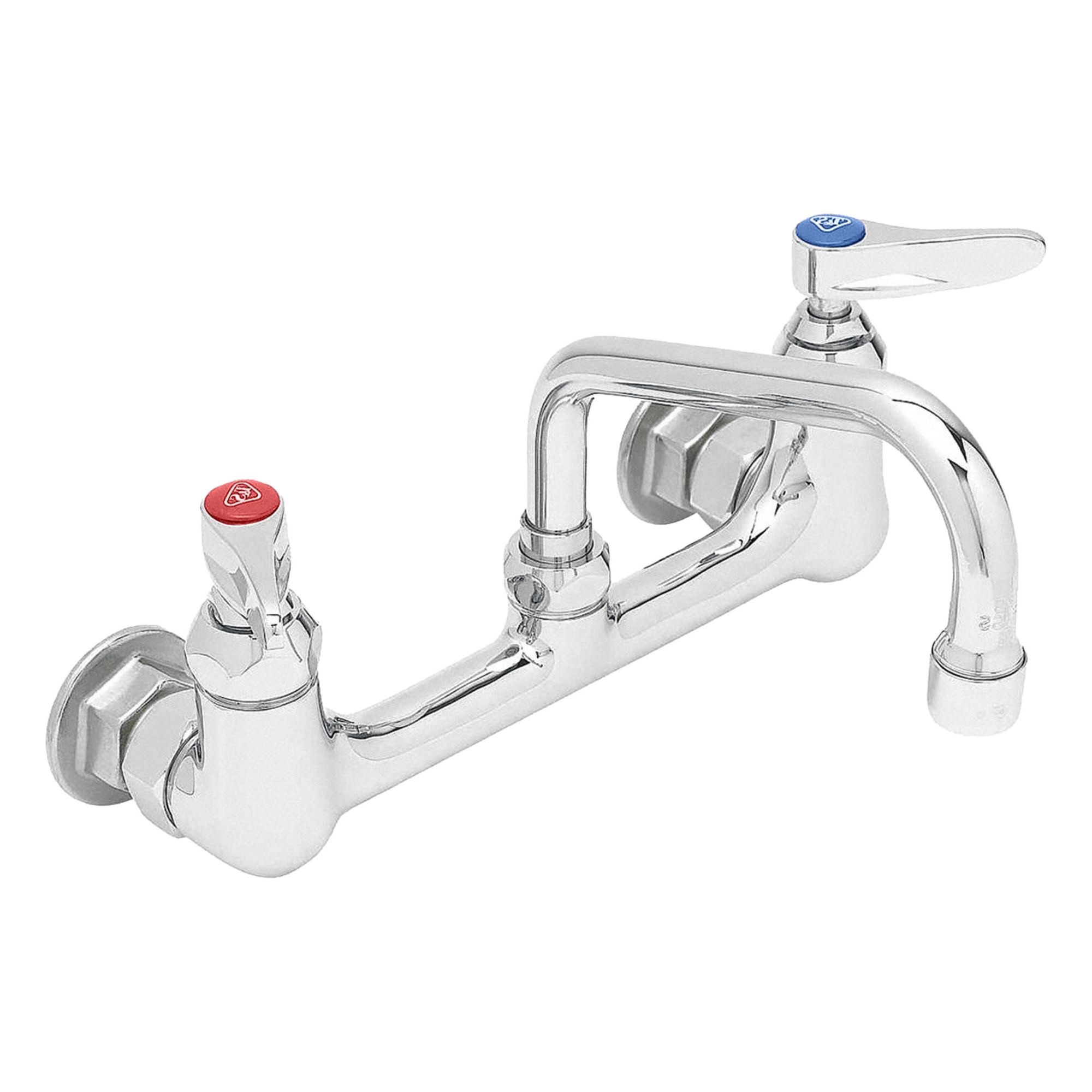Low Arc Kitchen/Bathroom Faucet: Brass, Centerset, Wall, 2 Mounting Holes, Chrome, Lever