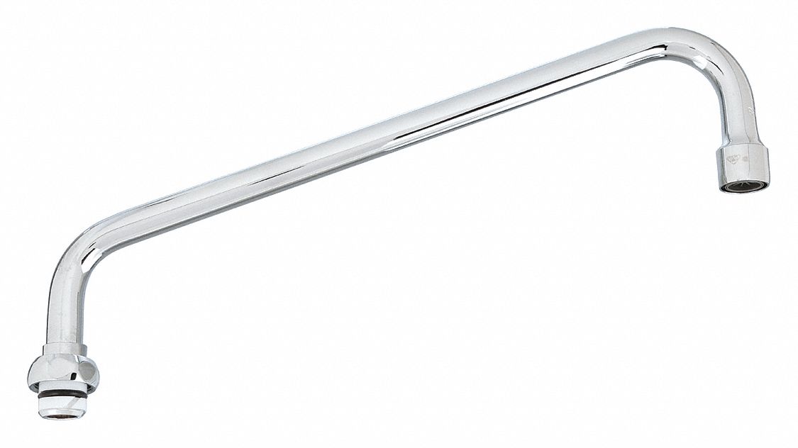 Spout: Spout, Double-Bend, Swivel Spout, Brass, Chrome, 26.3 gpm Flow Rate, Laminar