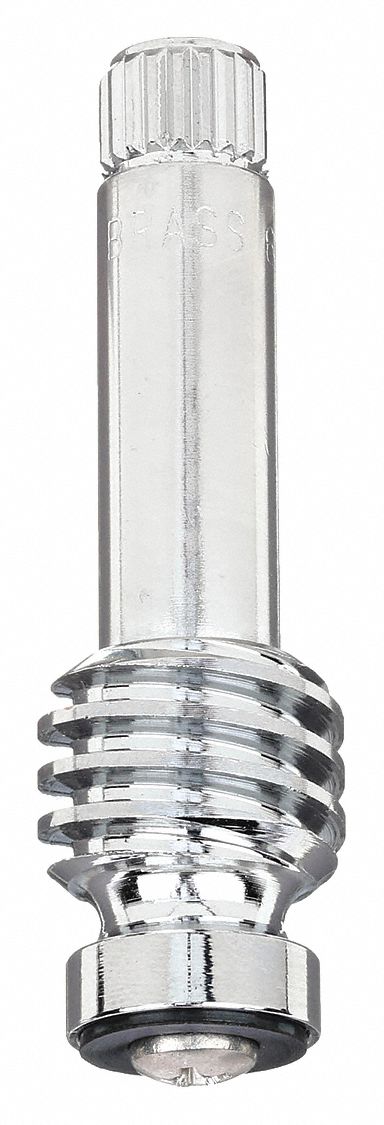 Cartridge: Use with Cold Water, Brass, Chrome, 2 1/2 in Overall Lg, (1) Seat Washer