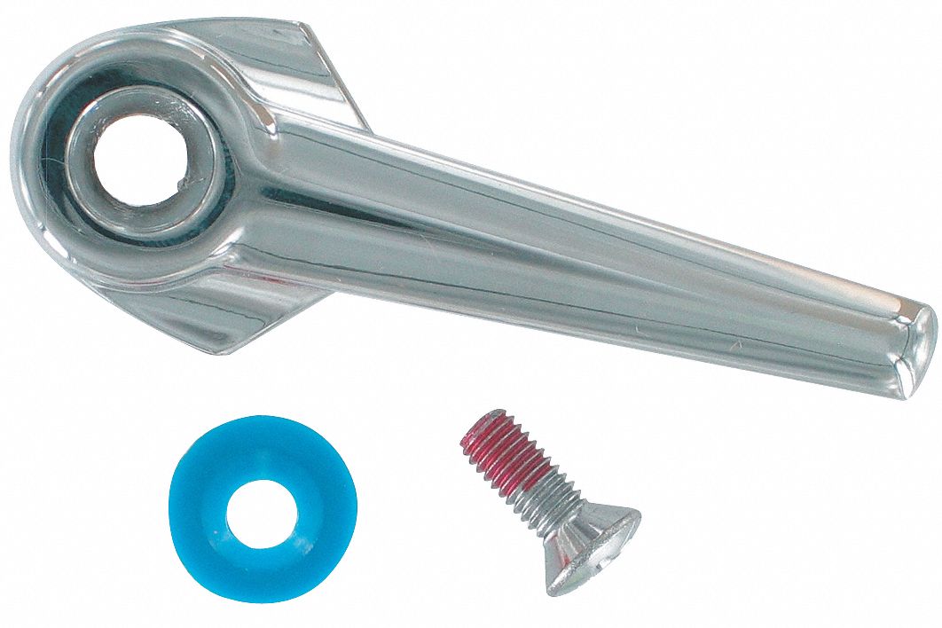 Handle: T&S Brass, Lever Handle, Use with Cold Water Temp, Metal, Chrome Finish, Index Button