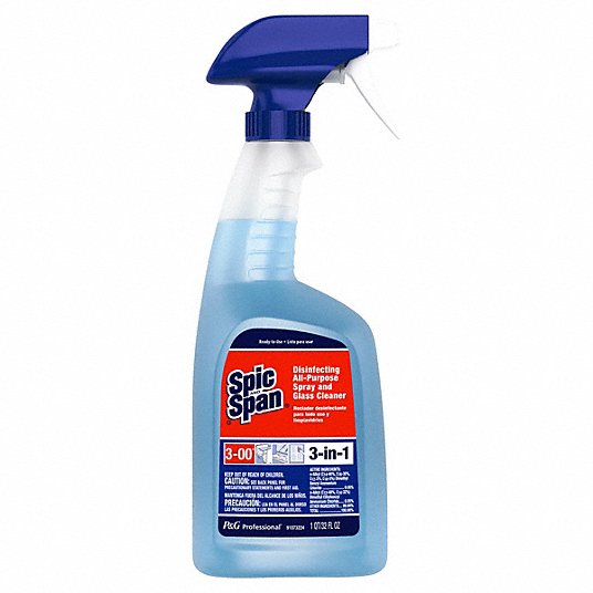 Spray and Glass Cleaner: Trigger Spray Bottle, 32 oz Container Size, Liquid, 8 PK