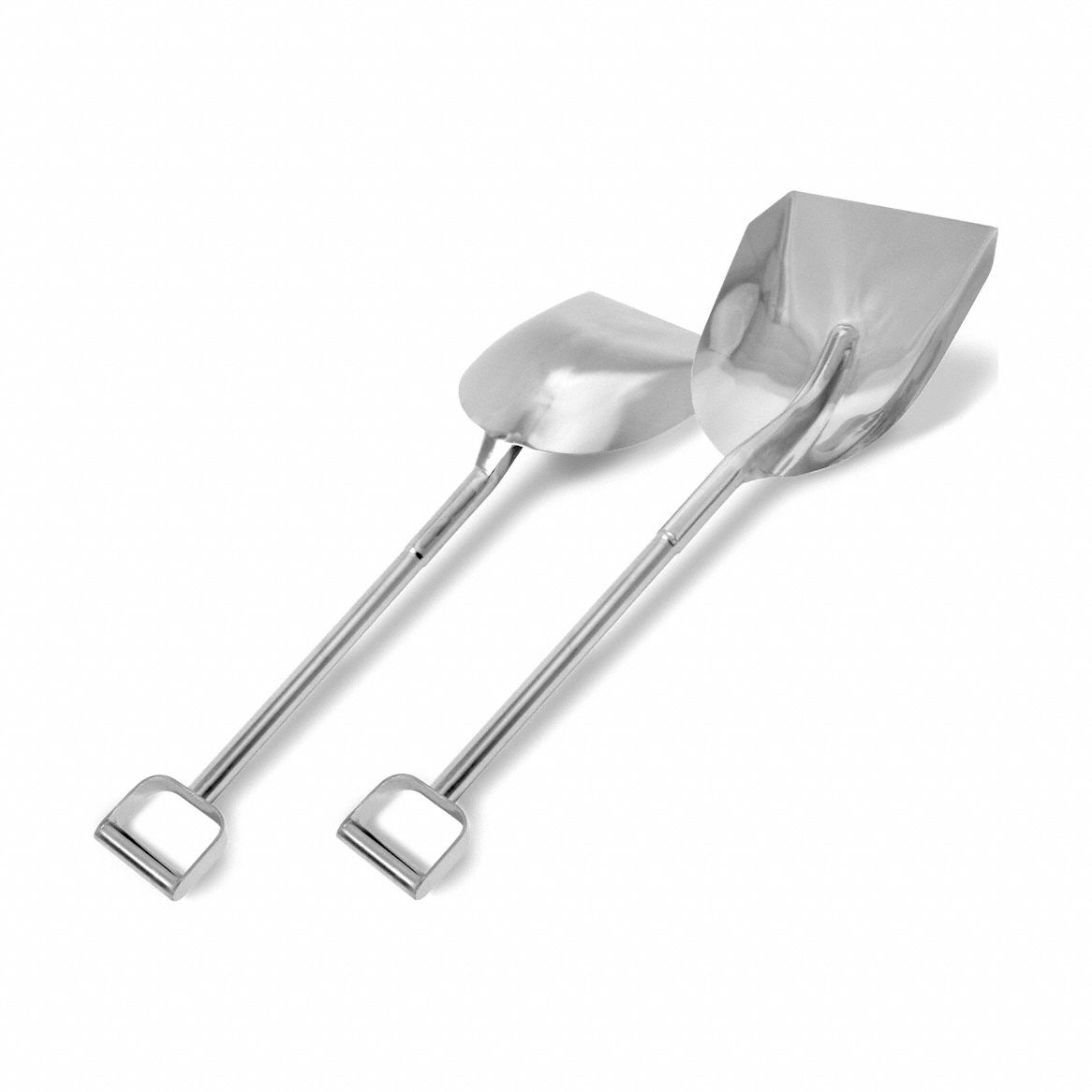 Stainless Steel Shovel: Silver, 15 1/2 in Blade Lg, 11 1/2 in Blade Wd, Scoop