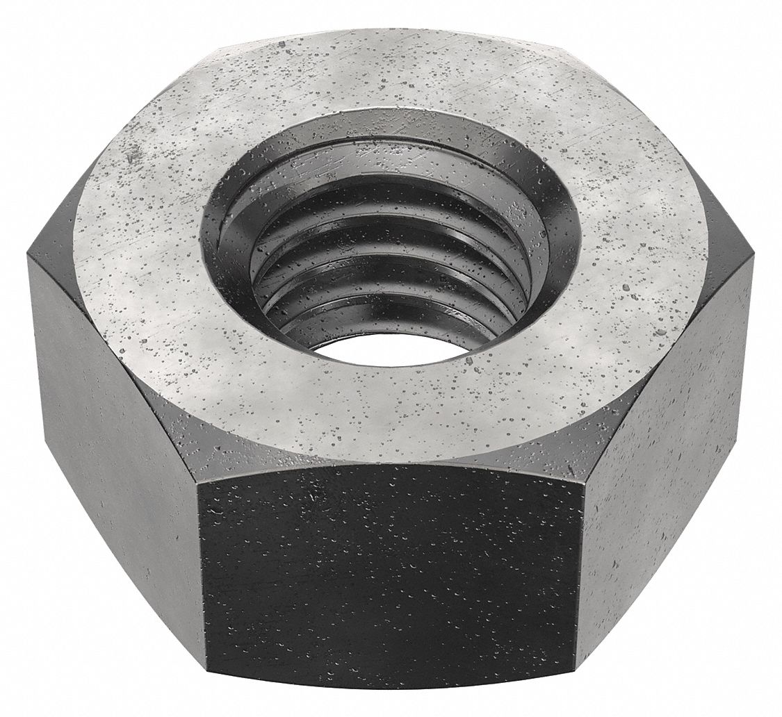 Hex Nut: Std Hex, 3/8"-16 Thread, 9/16 in Hex Wd, 21/64 in Hex Ht, Steel, Grade 2H, Std, 1, 200 PK