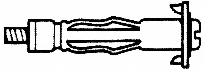 Wall Anchor: 2 1/2 in Overall Lg, 1/8" Thread Size, Steel, Zinc Plated, Steel, 1, 000 PK