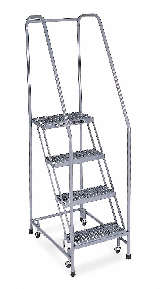 COTTERMAN 4Step Rolling Ladder, Serrated Step Tread, 70 in Overall