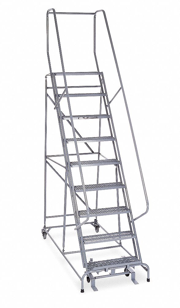 COTTERMAN 9-Step Rolling Ladder, Perforated Step Tread, 120 in Overall ...