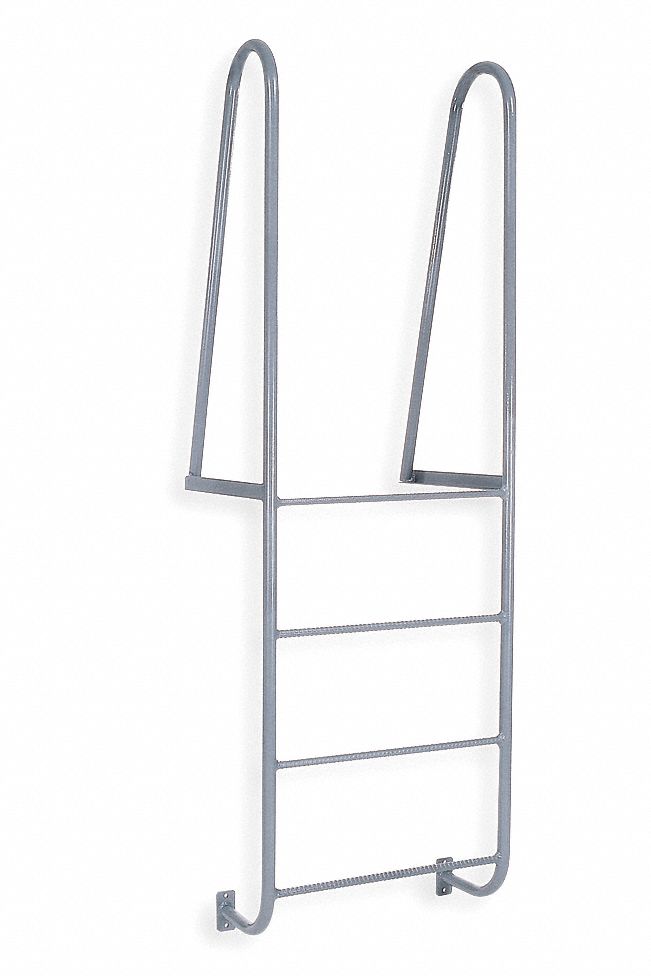 Fixed Ladder: 7 ft Overall Ht, 27.5 in Overall Wd, Steel, 300 lb Load Capacity, 4 Rungs