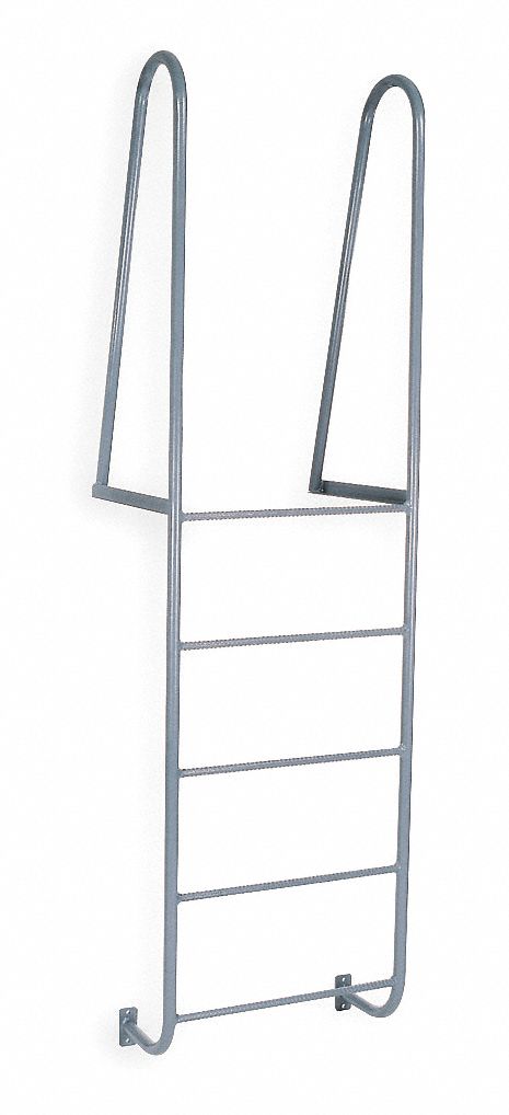 Fixed Ladder: 8 ft Overall Ht, 27.5 in Overall Wd, Steel, 300 lb Load Capacity, 5 Rungs