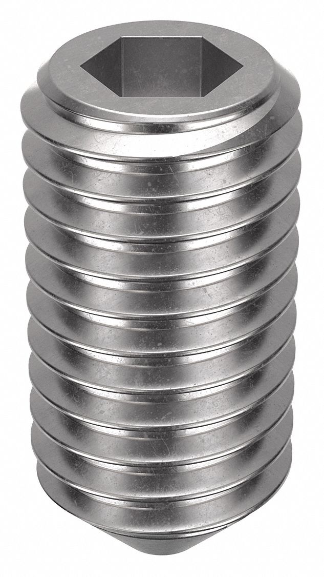 Socket Set Screw: 1/2"-13 Thread Size, 1 in Overall Lg, Cup pt, Stainless Steel, Plain, 500 PK