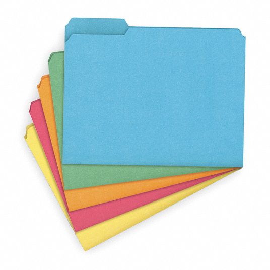 Letter Size File Folders, 1/3 Tab Cut, 11 5/8 in Height, 9 1/2 in Width Grainger