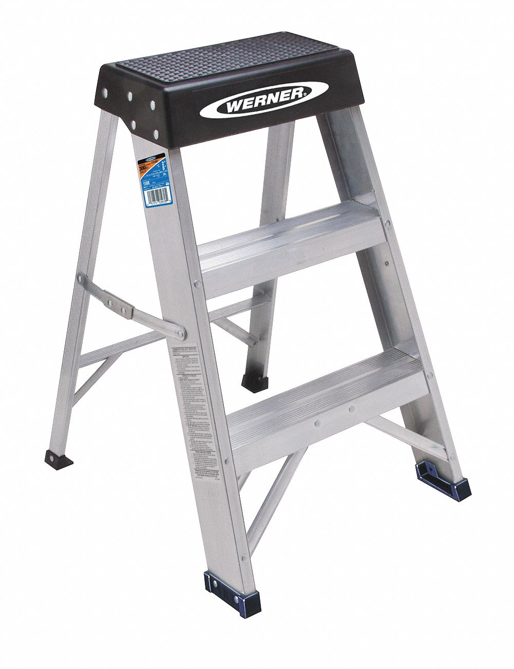 WERNER Escalera Plegable Aluminio 42 Capacidad de 200 lb. Escalones: 2  Plateado - Bancos Escalera - 4XN47