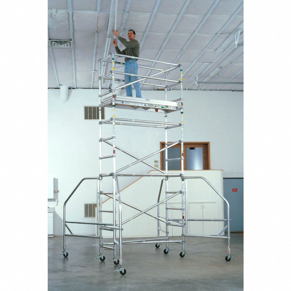 WERNER Scaffold Tower, Aluminum, 7 ft 6 in Platform Height, 7 ft 6 in
