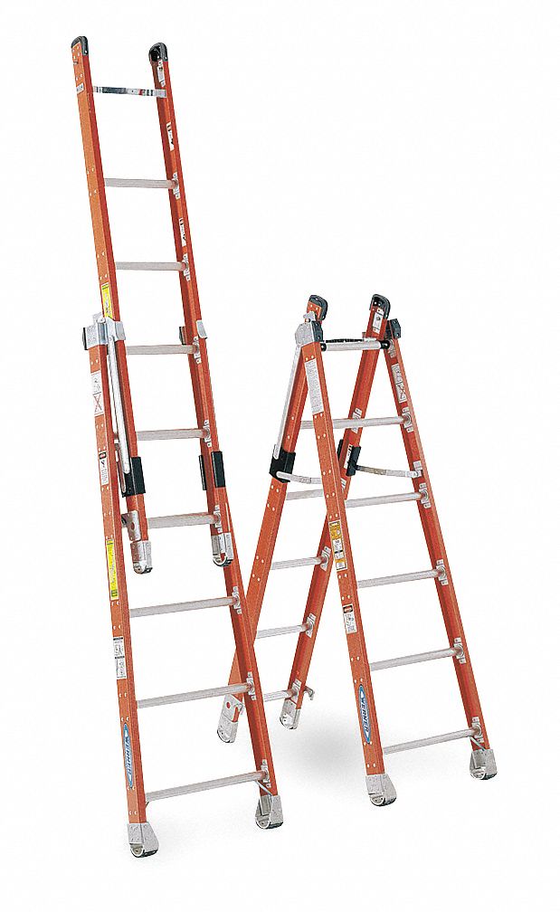 COMBINATION LADDER,8 FT.,IAA,FIBERGLASS