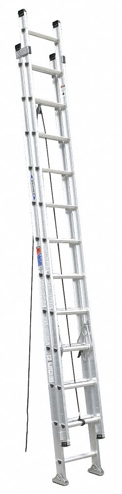 WERNER, 24 ft Industry Ladder Size, 21 ft Extended Ladder Ht, Extension ...