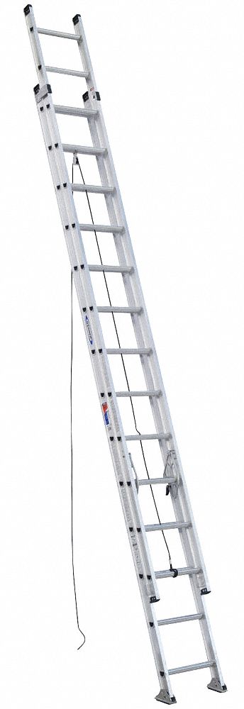 EXTENSION LADDER, 28 FT LADDER SIZE, ALUMINUM, 300 LB LOAD CAPACITY, 56 LB W, 2 SECTIONS