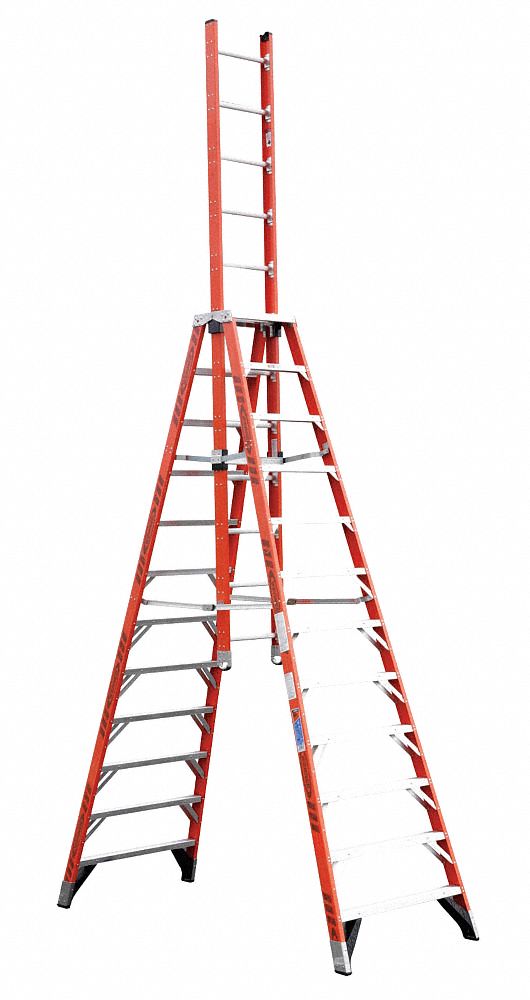 TRESTLE EXTENSION LADDER,FBRGLSS,12FT,IA